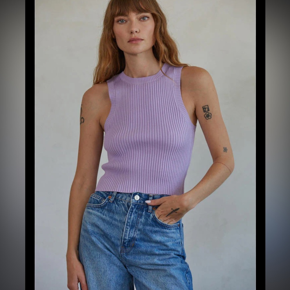 Zara Lilac Ribbed Tank Top